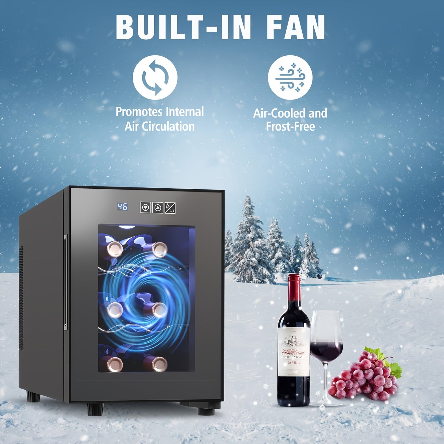 6-Bottle Compact Wine Cooler Refrigerator